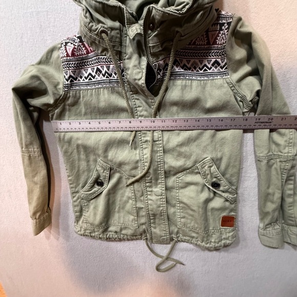 Roxy Boho Surf Skater Hood Aztec Tribal Utility Military Anorak Jacket Women XS - Picture 2 of 13